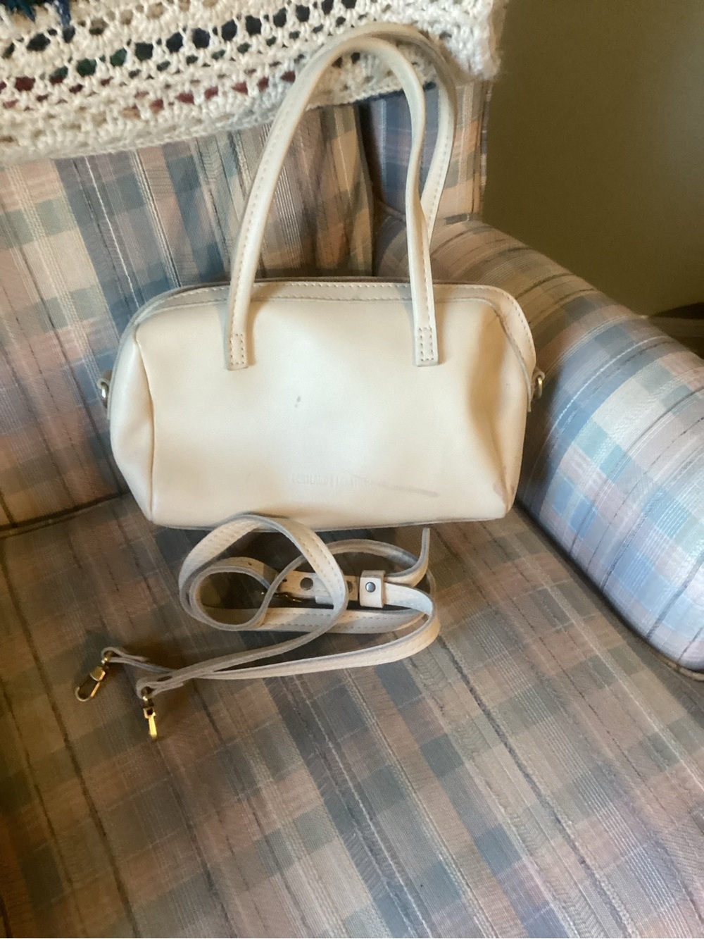 Portland Leather Cream Mini Bowler Satchel Crossbody Bag - Picture 2 of 9